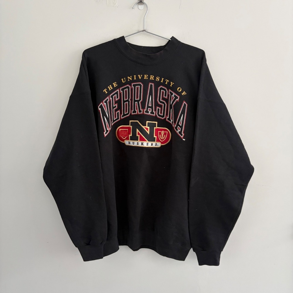 Vintage Lee University of Nebraska Huskers Sweatshirt Black XL Made in USA NCAA